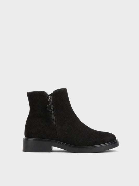 Stivaletto Zip con Frange - GA2535 - nero camoscio (vista laterale)