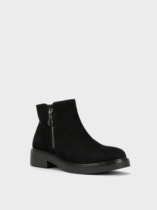 Stivaletto Zip con Frange - GA2535 - nero camoscio