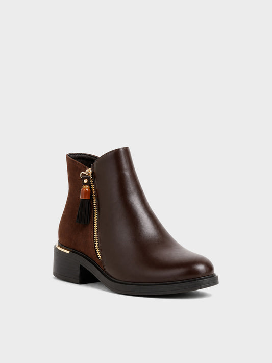 Stivaletto Zip con Profilo Metallico - GA2609 - marrone