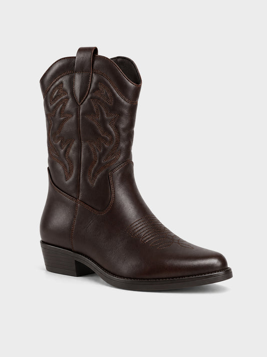 Stivale Texano con Ricamo - GA2632 - marrone