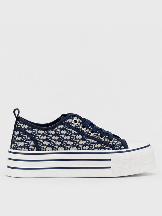 Sneaker Platform Jacquard - KA2615 - blu navy (vista laterale)