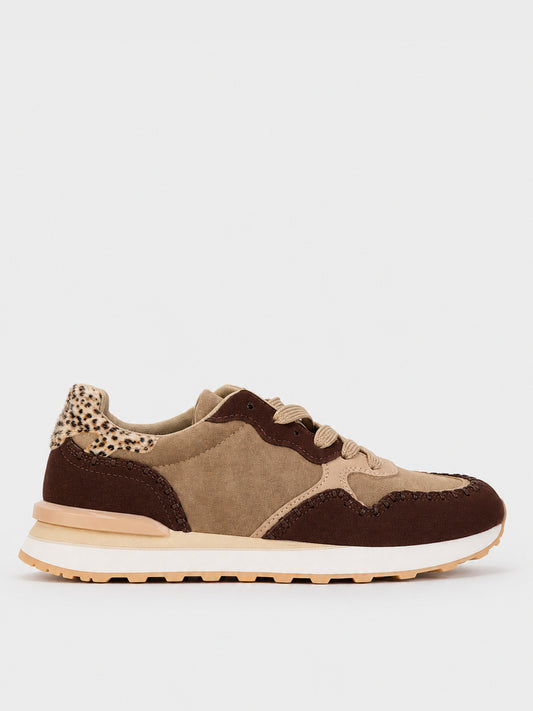 Sneaker Pannelli con Animalier - KA2617 - marrone (vista laterale)