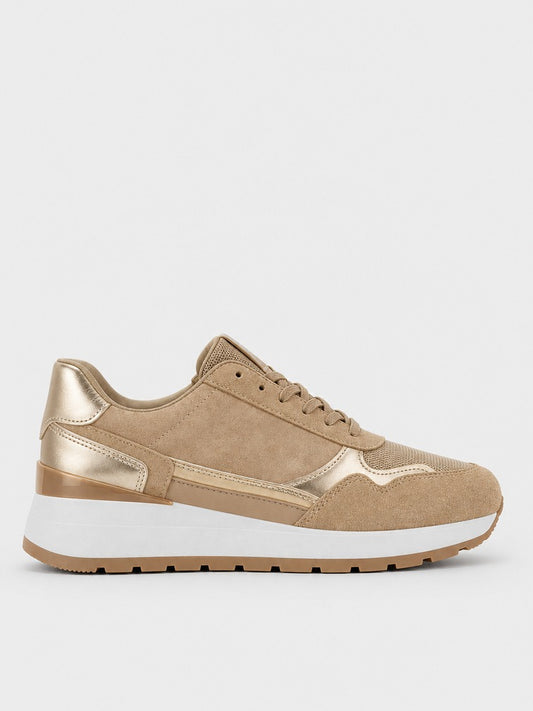 Sneaker Platform con Zip - KA2619 - kaki (vista laterale)