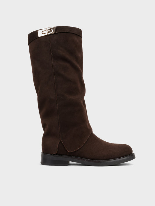 Stivale Ginocchio Elastico e Fibbia - LA2602 - marrone (vista laterale)