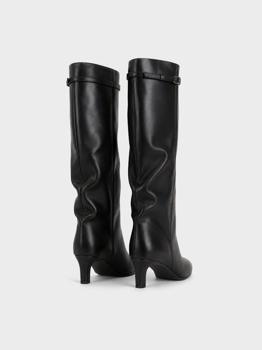 Stivale al ginocchio con fibbia - LA2613 - nero PU