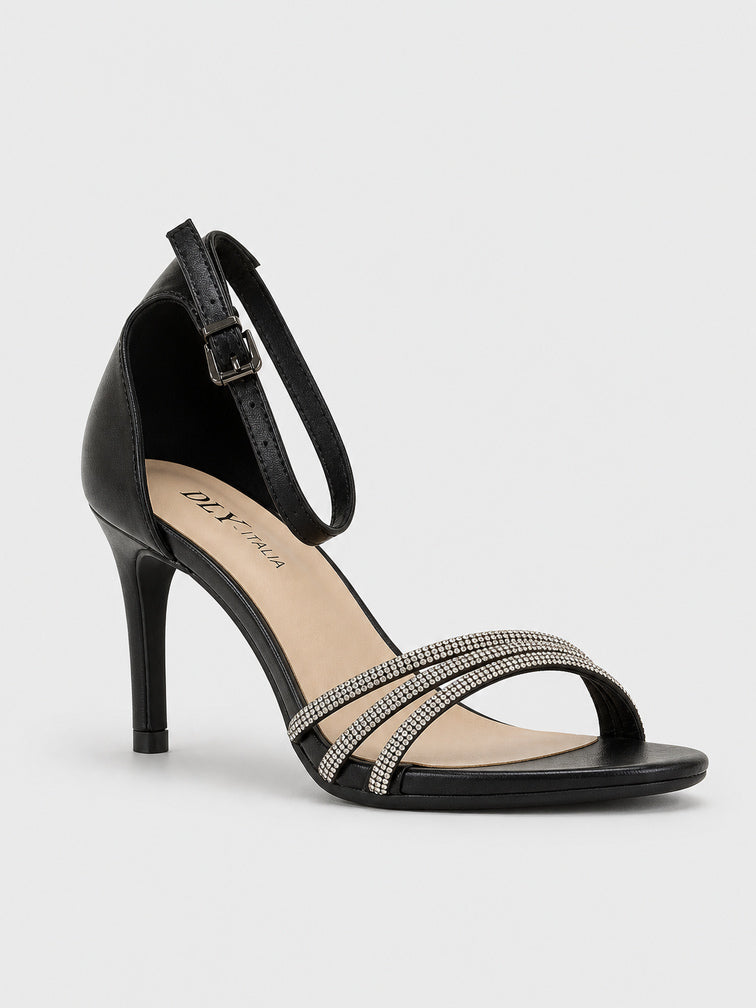 Scarpe tacco in pelle con gemme - TA2408