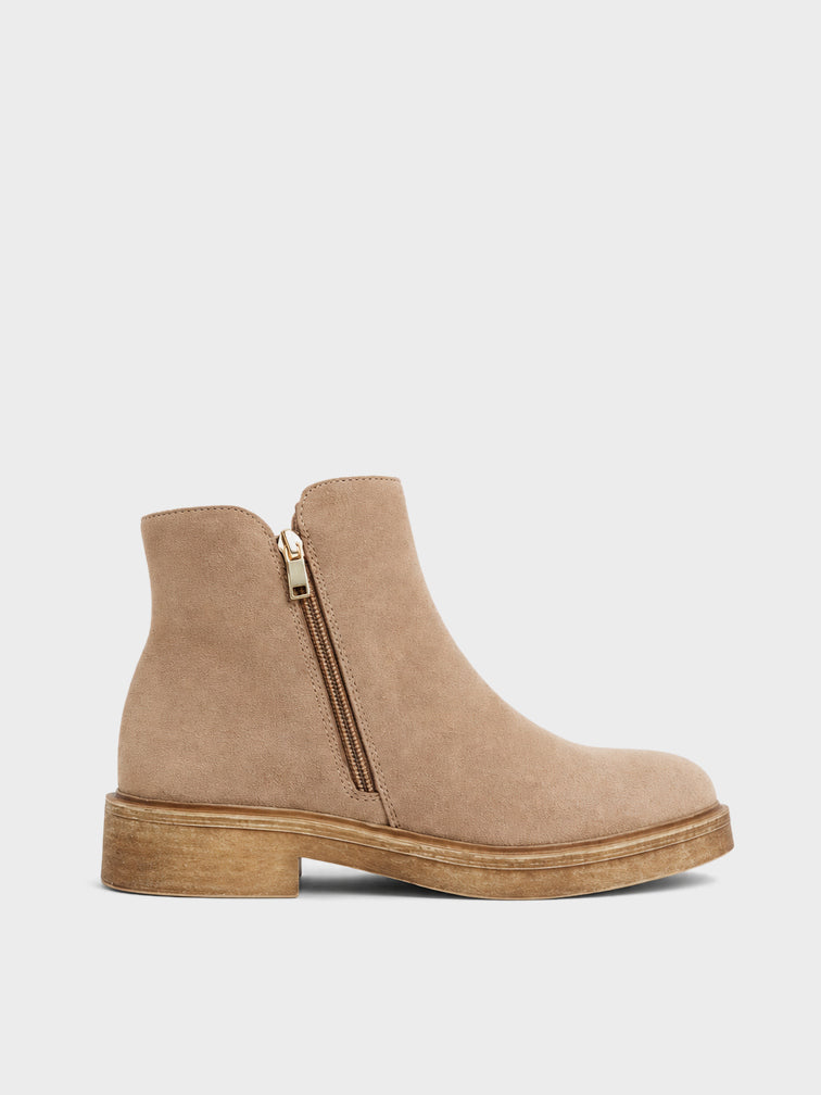 Stivaletto Zip con Frange - GA2535 - beige camoscio