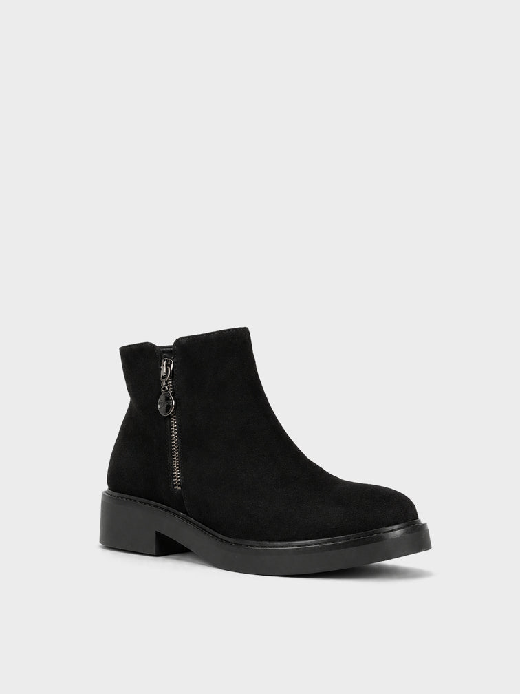 Stivaletto Zip con Frange - GA2535 - nero camoscio