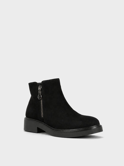 Stivaletto Zip con Frange - GA2535 - nero camoscio