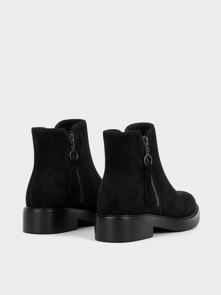 Stivaletto Zip con Frange - GA2535 - nero camoscio