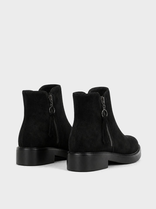 Stivaletto Zip con Frange - GA2535 - nero camoscio