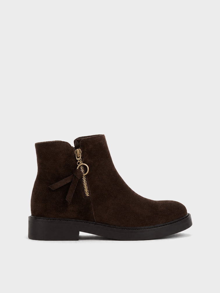 Stivaletto Zip con Frange - GA2535 - marrone camoscio (vista laterale)