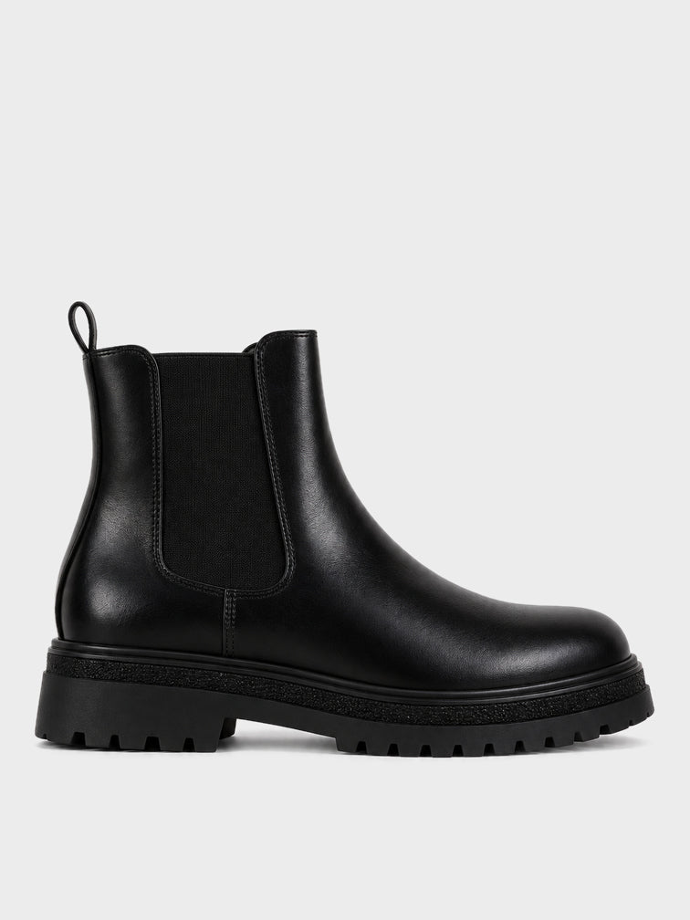 Stivaletto Chelsea suola carrarmato - GA2607 - nero (vista laterale)