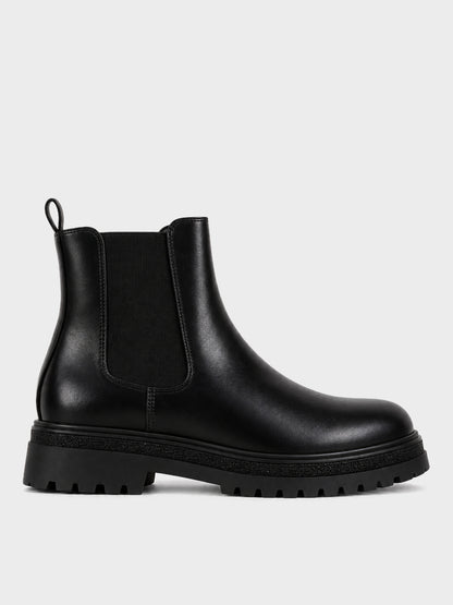Stivaletto Chelsea suola carrarmato - GA2607 - nero (vista laterale)
