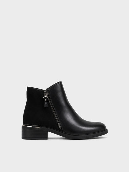 Stivaletto Zip con Profilo Metallico - GA2609 - nero (vista laterale)