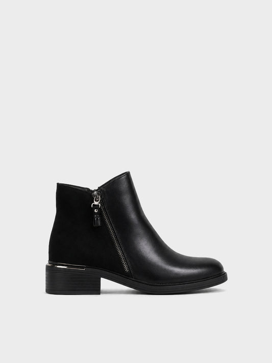 Stivaletto Zip con Profilo Metallico - GA2609 - nero (vista laterale)