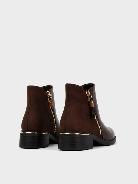 Stivaletto Zip con Profilo Metallico - GA2609 - marrone