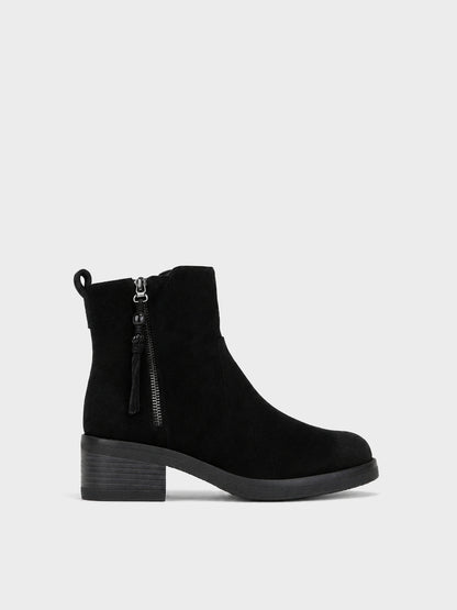 Stivaletto Zip con Nappina - GA2610 - nero (vista laterale)