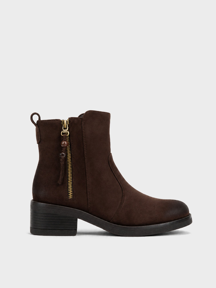 Stivaletto Zip con Nappina - GA2610 - marrone (vista laterale)