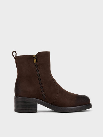 Stivaletto Zip con Nappina - GA2610 - marrone