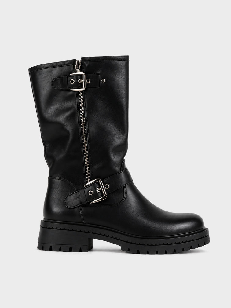 Stivale con Fibbie e Zip - GA2613 - nero (vista laterale)