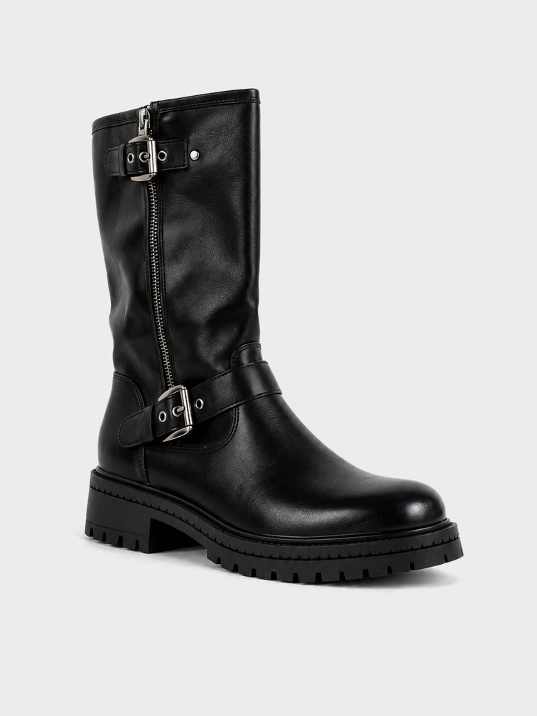 Stivale con Fibbie e Zip - GA2613 - nero