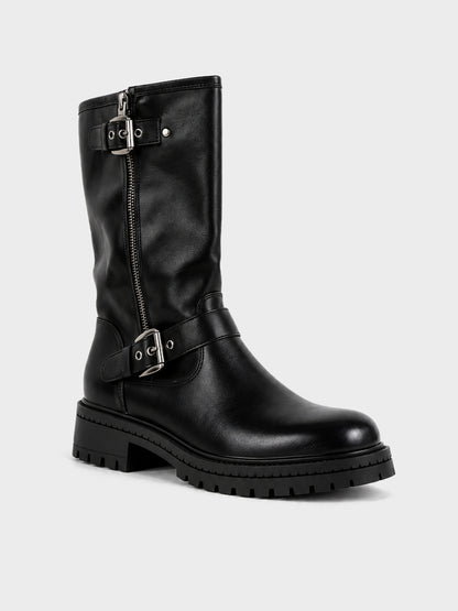 Stivale con Fibbie e Zip - GA2613 - nero