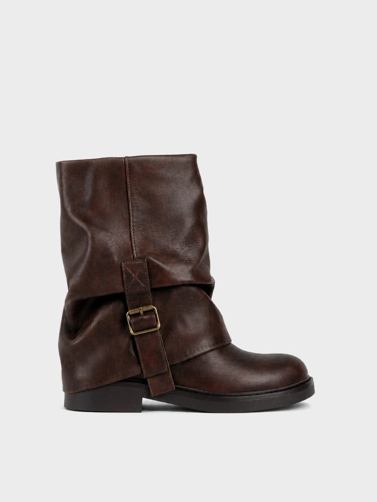 Stivale Midi con Fibbia - GA2614 - marrone (vista laterale)