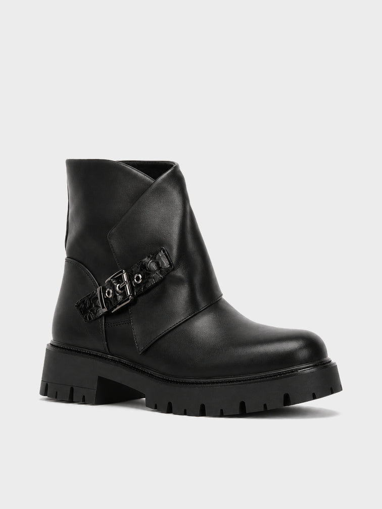 Stivaletto Biker con Fibbia - GA2615 - nero PU