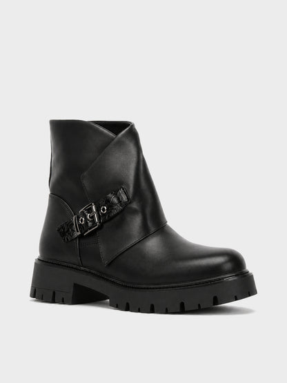 Stivaletto Biker con Fibbia - GA2615 - nero PU