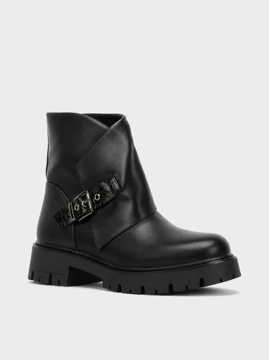 Stivaletto Biker con Fibbia - GA2615 - nero PU