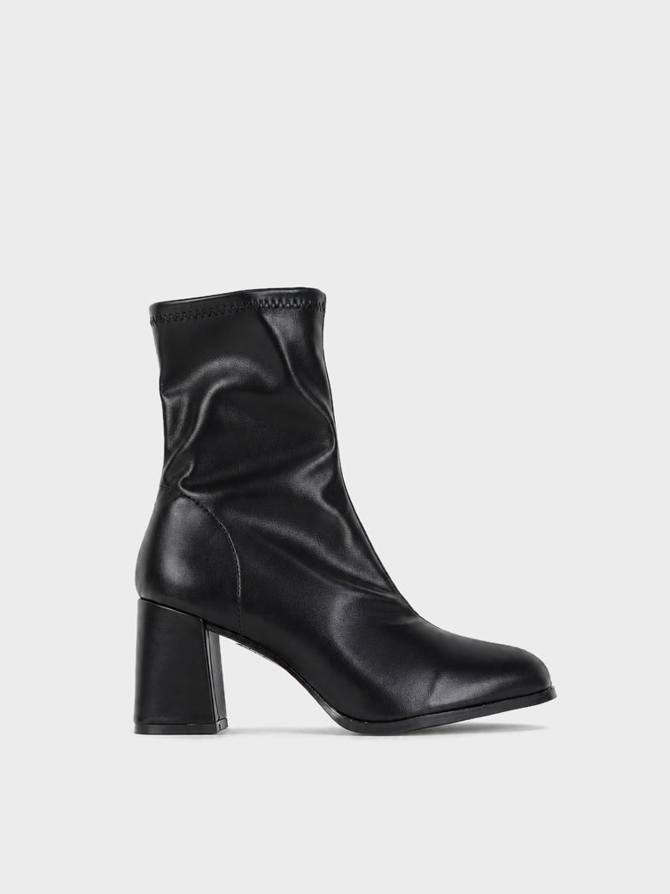 Stivaletto Elasticizzato Tacco Largo - GA2623 - nero PU (vista laterale)