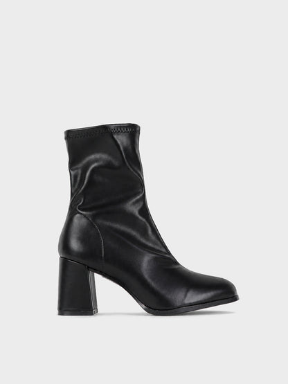 Stivaletto Elasticizzato Tacco Largo - GA2623 - nero PU (vista laterale)