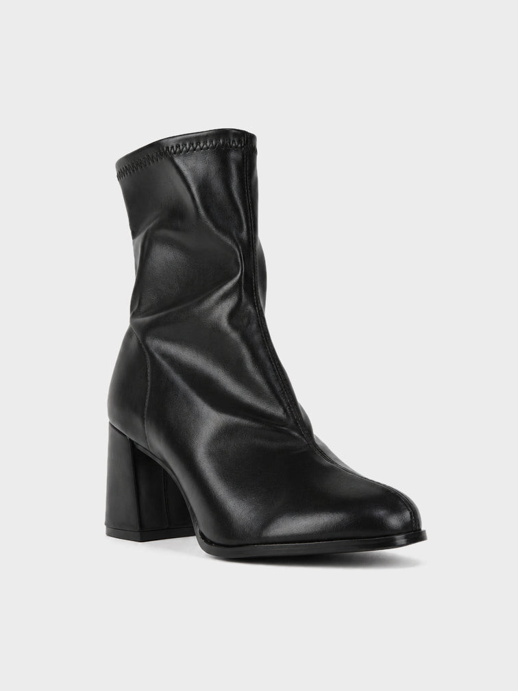 Stivaletto Elasticizzato Tacco Largo - GA2623 - nero PU
