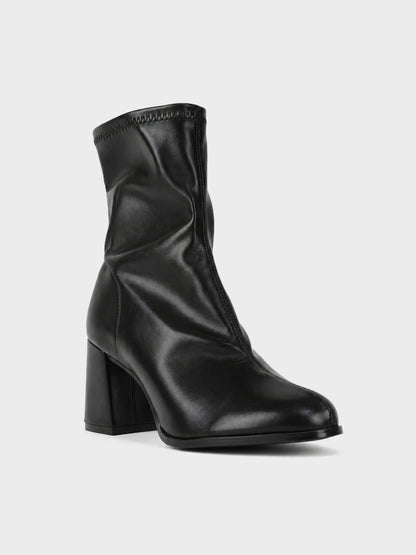 Stivaletto Elasticizzato Tacco Largo - GA2623 - nero PU