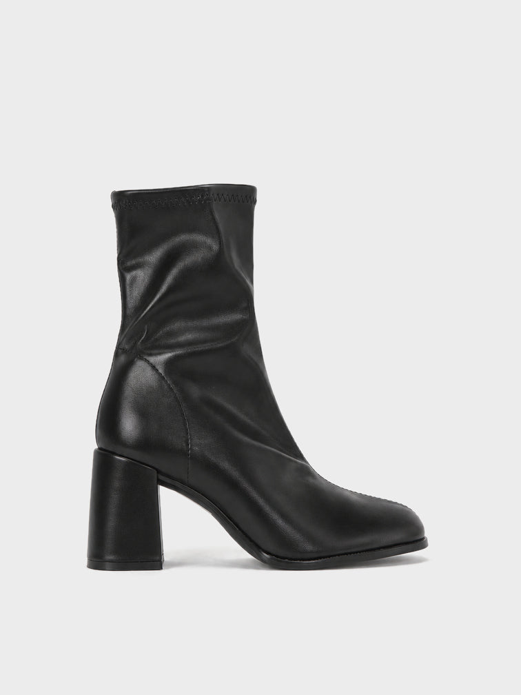 Stivaletto Elasticizzato Tacco Largo - GA2623 - nero PU