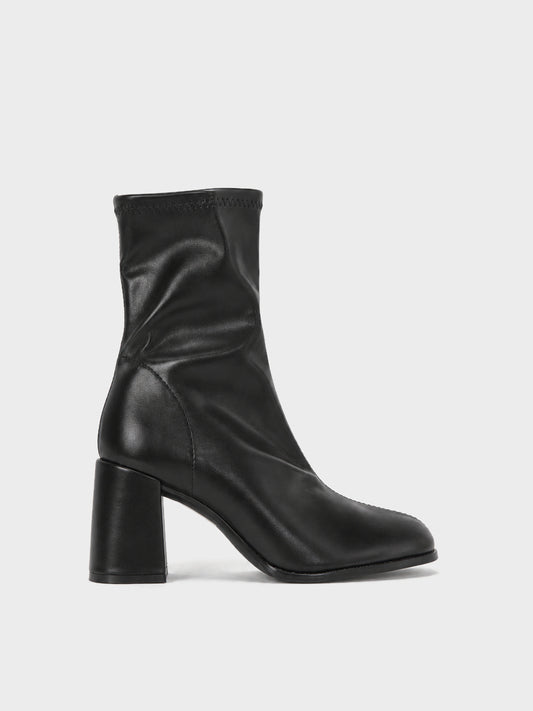 Stivaletto Elasticizzato Tacco Largo - GA2623 - nero PU