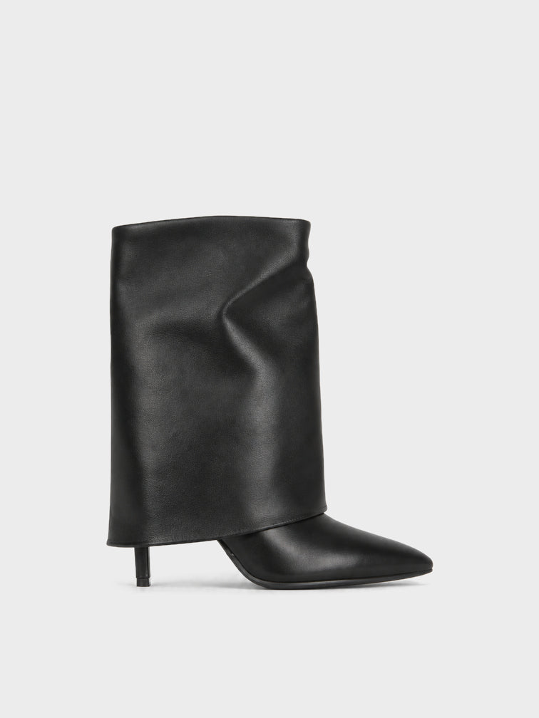 Stivale Slouch con Tacco a Spillo - GA2628 - nero PU (vista laterale)