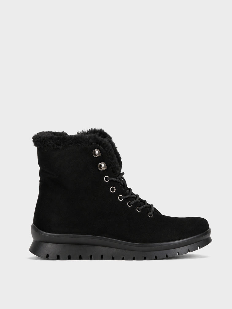 Stivaletto Trekking con Pelliccia - GA2630 - nero (vista laterale)
