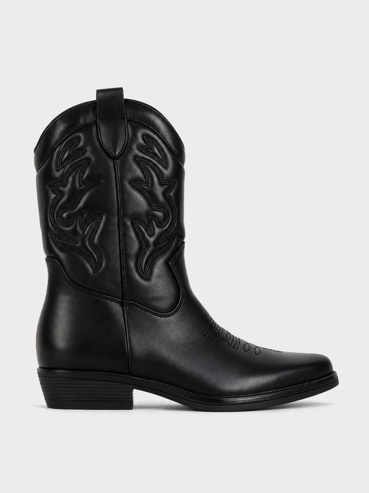 Stivale Texano con Ricamo - GA2632 - nero (vista laterale)