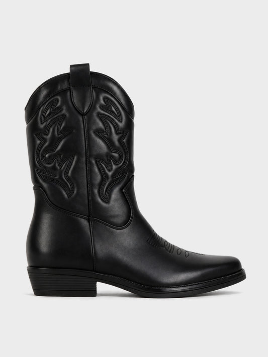 Stivale Texano con Ricamo - GA2632 - nero (vista laterale)