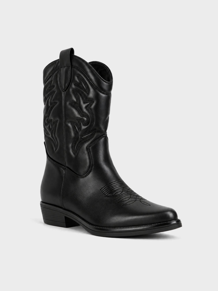 Stivale Texano con Ricamo - GA2632 - nero