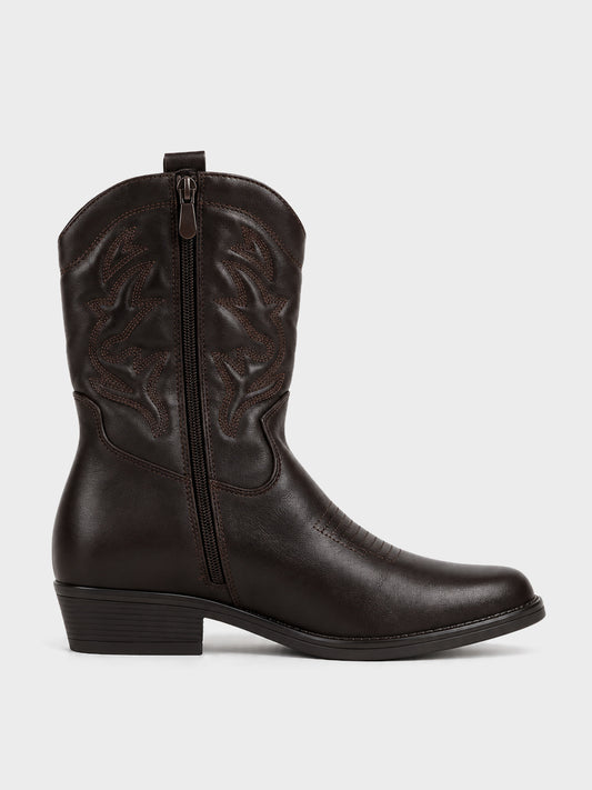 Stivale Texano con Ricamo - GA2632 - marrone