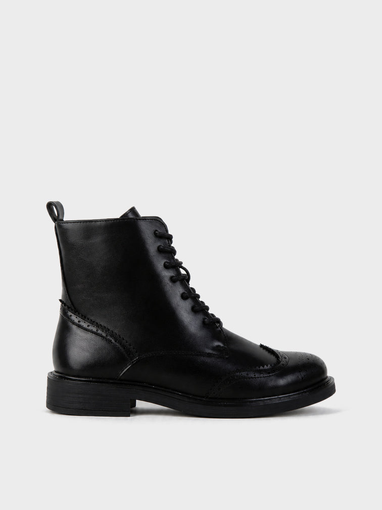 Stivaletto con Lacci Traforato - GA2633 - nero (vista laterale)