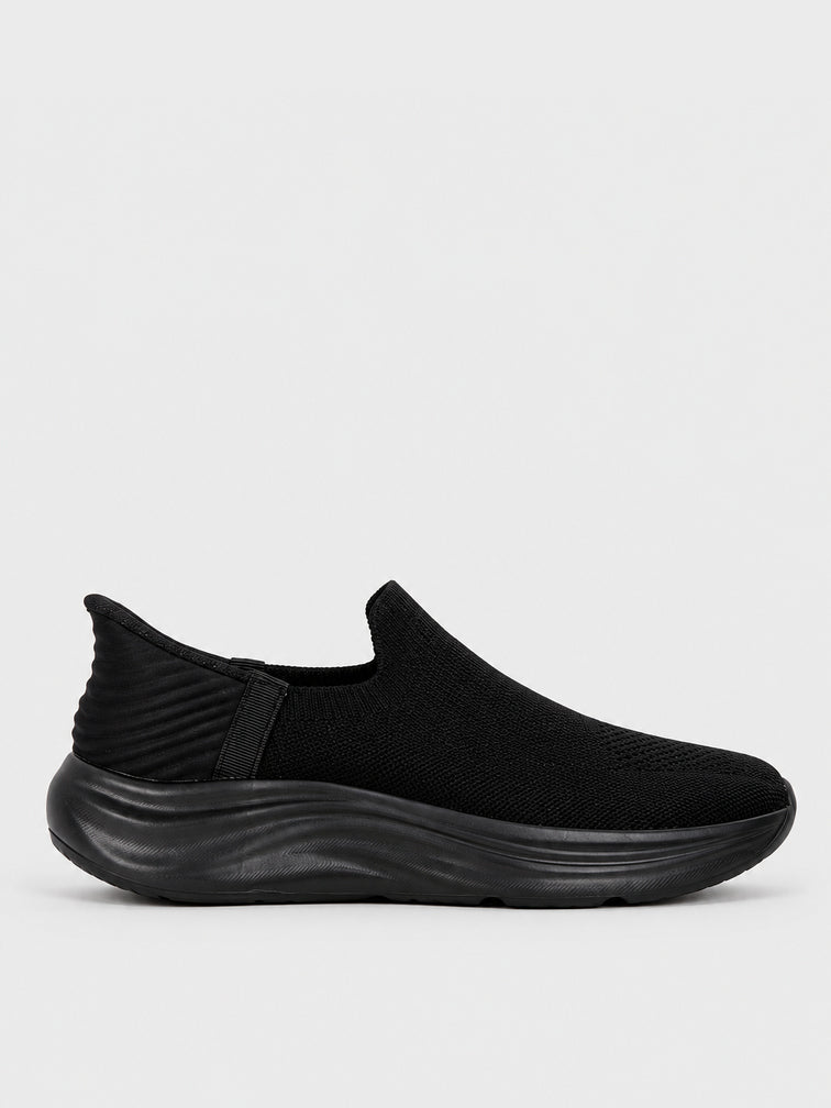Sneaker Slip-on Knit Flatform - KA2614 - nero (vista laterale)