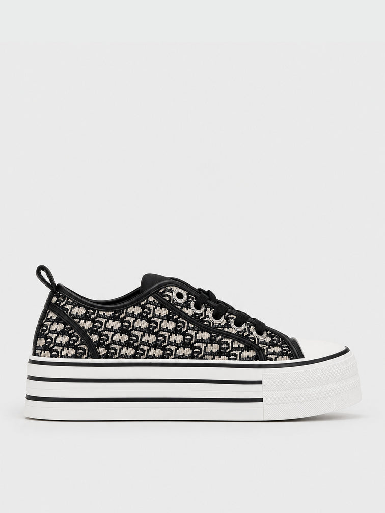 Sneaker Platform Jacquard - KA2615 - nero (vista laterale)