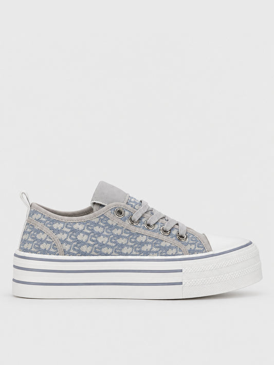 Sneaker Platform Jacquard - KA2615 - grigio (vista laterale)