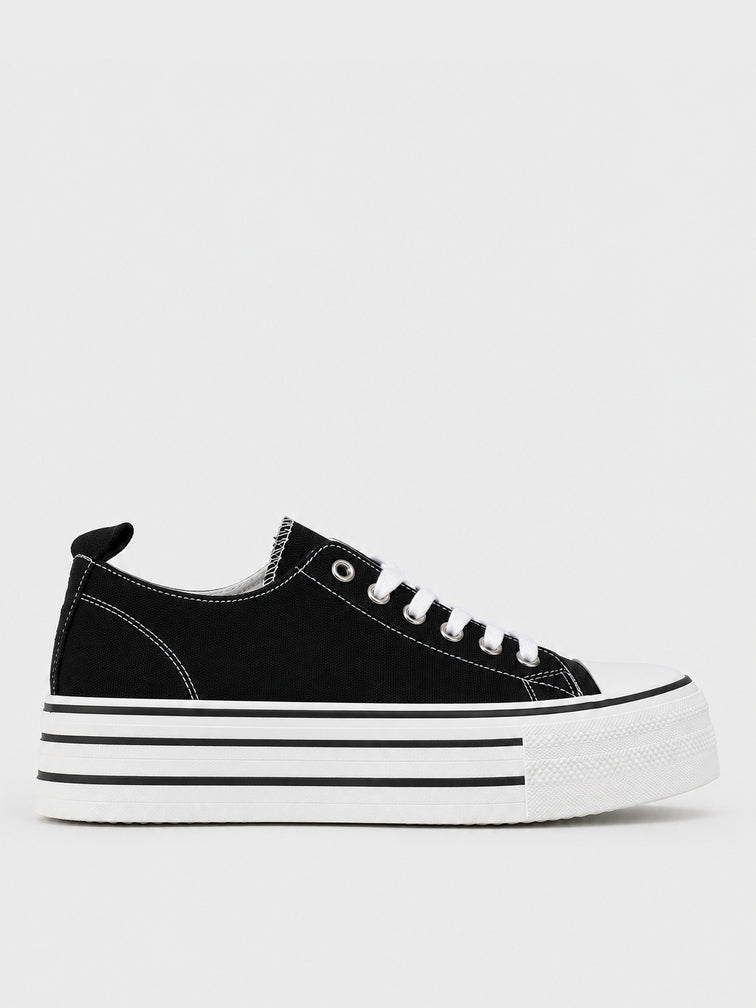 Sneaker Platform a Righe - KA2616 - nero (vista laterale)