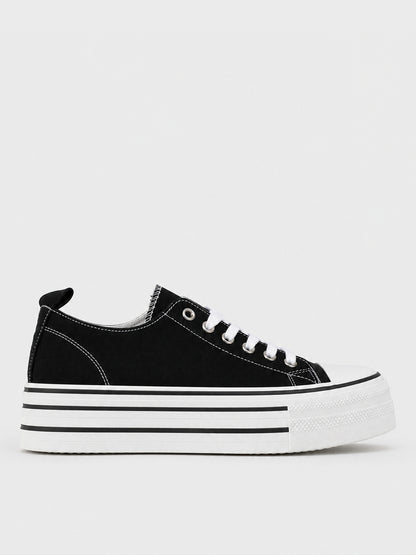 Sneaker Platform a Righe - KA2616 - nero (vista laterale)