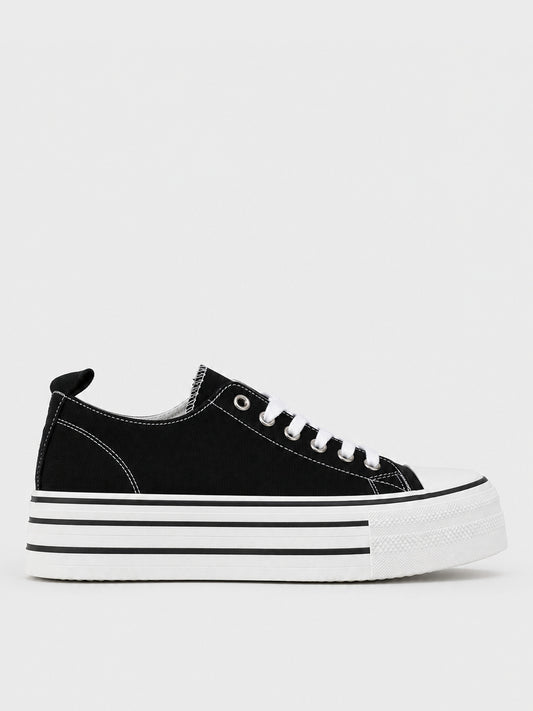 Sneaker Platform a Righe - KA2616 - nero (vista laterale)